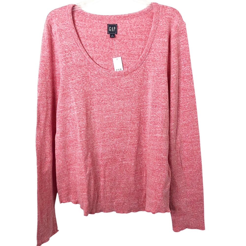 Gap NWT Women's Red Long Sleeve Raw Hem Shirt Size XL Tall